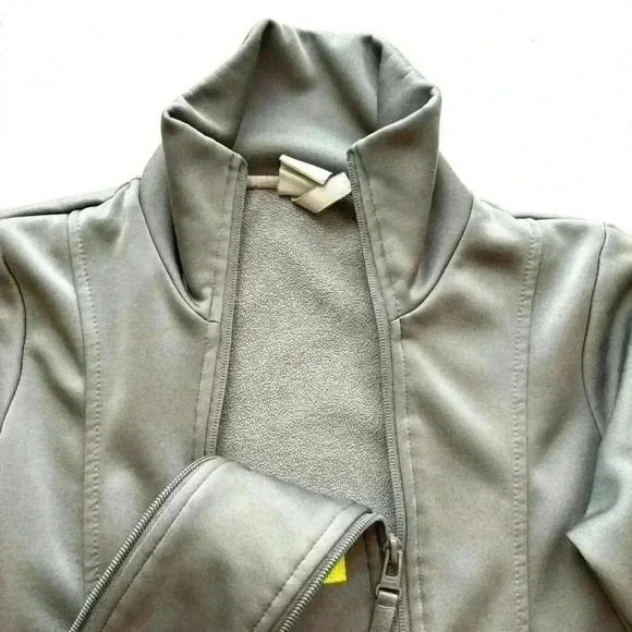 Bench Gray/Yellow Crop Neck Fleece Lined Thumb Hole Athletic Jacket Size M - Picture 13 of 14